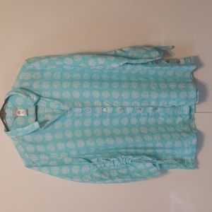 John Mark Teal Linen Button Up Top Size Medium
